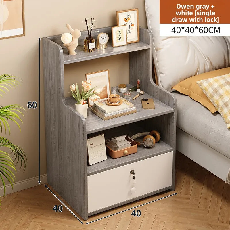 Bedside table Bedroom Simple storage Locked storage cabinet Small bedside storage shelf Rental house Mini low cabinet Oasis Select Gray 40