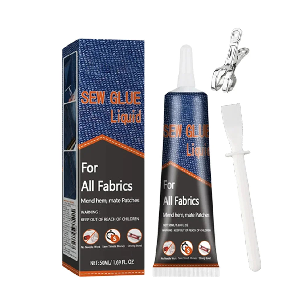 50ml Fabric Sewing Glue Fast Drying Clothes Mending Liquid Leather Repair Patches Kit With 2 Tools High Viscosity Craft Supplies Oasis Select