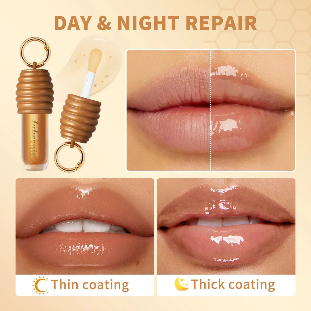 Lakerain Honey Lip Gloss Long Lasting Moisturized Glossy Texture Lightweight Non-sticky Gorgeous Glossy Finish Smooth Lip Makeup Oasis Select