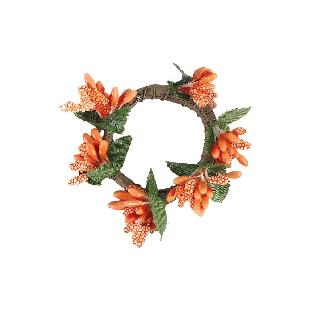 3pcs/6pcs/set Christmas Napkin Ring Red Pine Needle Wreath Napkin Buckle Hand Woven Napkin Loop Cloth Loop Oasis Select 3PCS-C