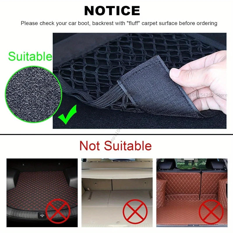 Car Back Rear Trunk Organizer Net Mesh Seat Elastic String Magic Sticker Universal Storage Bag Pocket Auto Put Paper Stowing Oasis Select