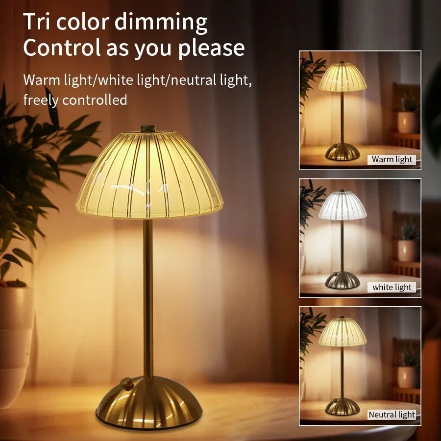 Rechargeable Crystal LED Table Lamp Touch Sensor Desk Light 3 Color Dimmable For Bedroom Bar Hotel Atmosphere Room Decor Lightin Oasis Select