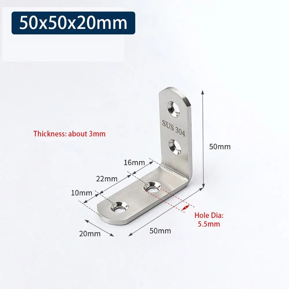 1Pcs Cabinet Screens Wall Angle Bracket Furniture Fastener SUS304 Stainless Steel Corner Brace Joint L Shape Oasis Select 50x50x20mm