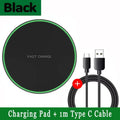 Wireless Charger Lightweight Desktop Phone Pad For iPhone 16 15 14 13 12 Pro Max Samsung Xiaomi Cell Phone Fast Charging Station Oasis Select Black with Cable