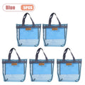 Travel Beach Bag Tote Bag with Mesh Pockets Outdoor Swimmer Toiletry Bag Organizer Packing Cube Carry on Bag for Vacation Oasis Select Blue-5PCS