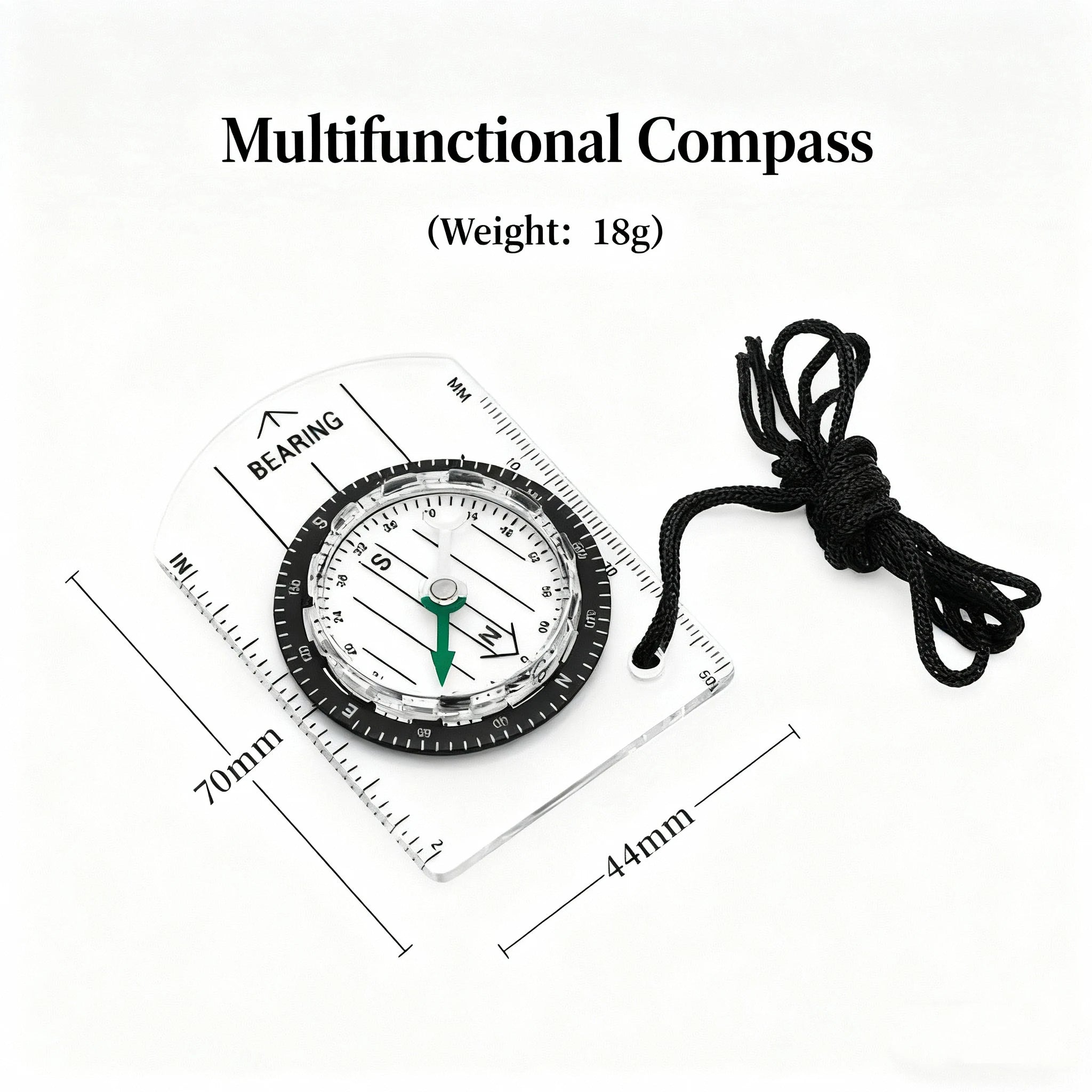2-in-1 Outdoor Compass & Map Ruler – Acrylic Hiking Navigator Outdoor Compass Ruler Oasis Select black