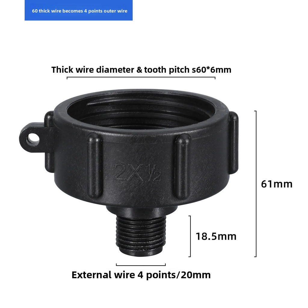 IBC Tank Adapter 60mm to 1/2'' 3/4'' 1'' 2'' Fine Thread Water Pipe Connector High Quality BSP Male Reducing Fittings 1Pcs Oasis Select black 20mm