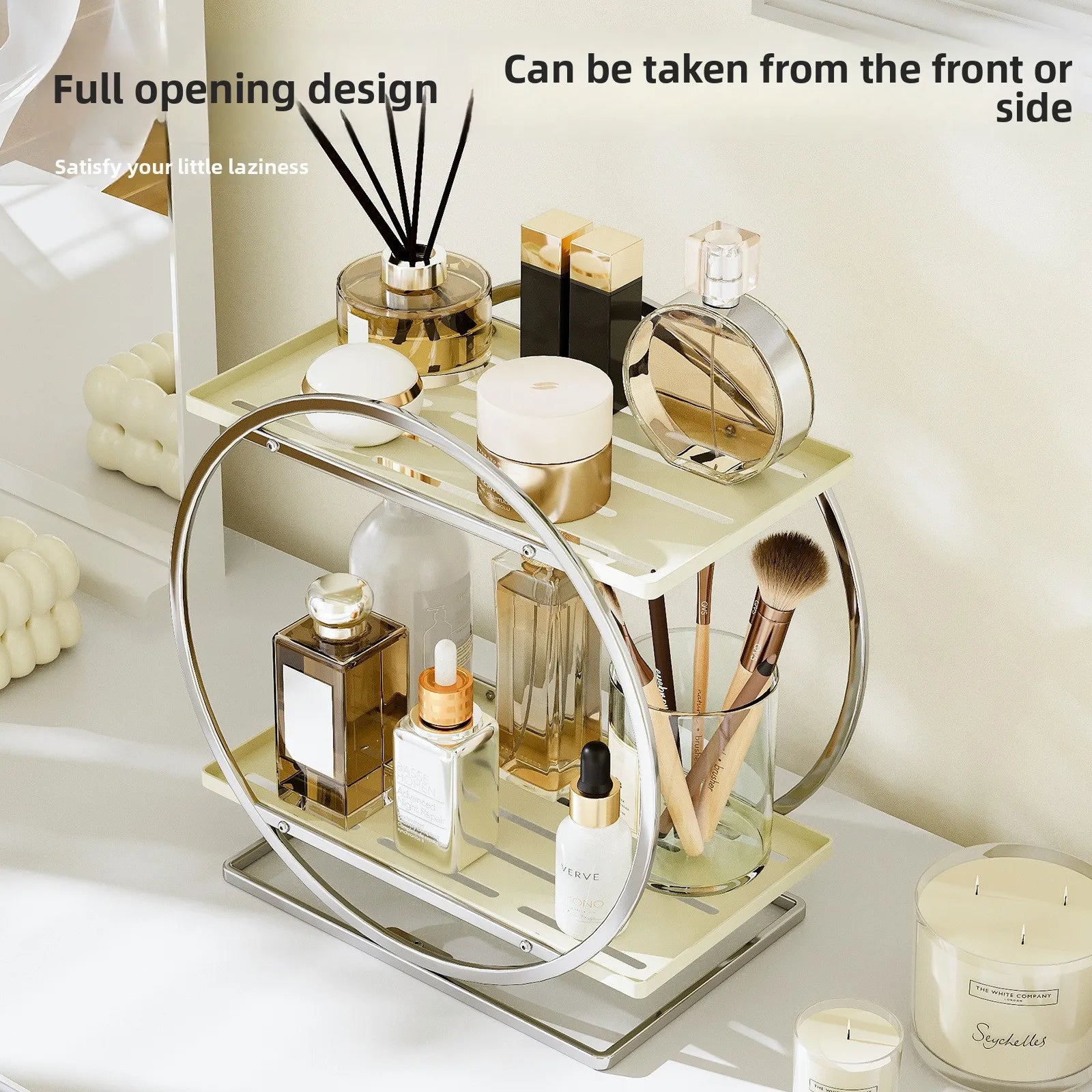Cosmetics Storage Rack, Tabletop Shelf, Wrought Iron Layered Rack, Dresser, Skin Care Products, Perfume Display Rack Oasis Select