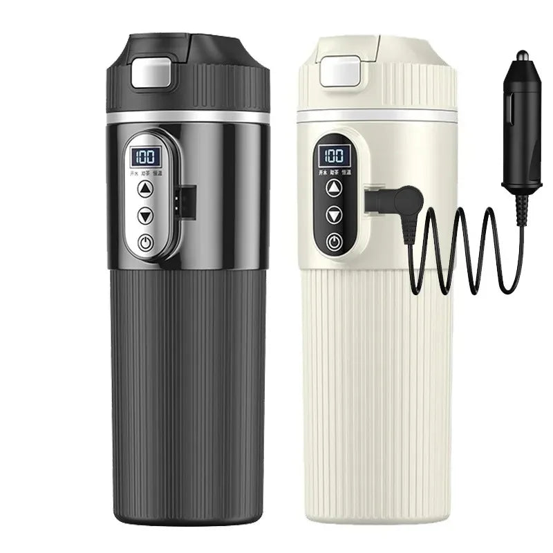 12V 24V Electric Heating Car Kettle 500ML Heater Cup Stainless Steel Fast Heat Water Cup for SUV Truck Camping Travel Kettle Oasis Select
