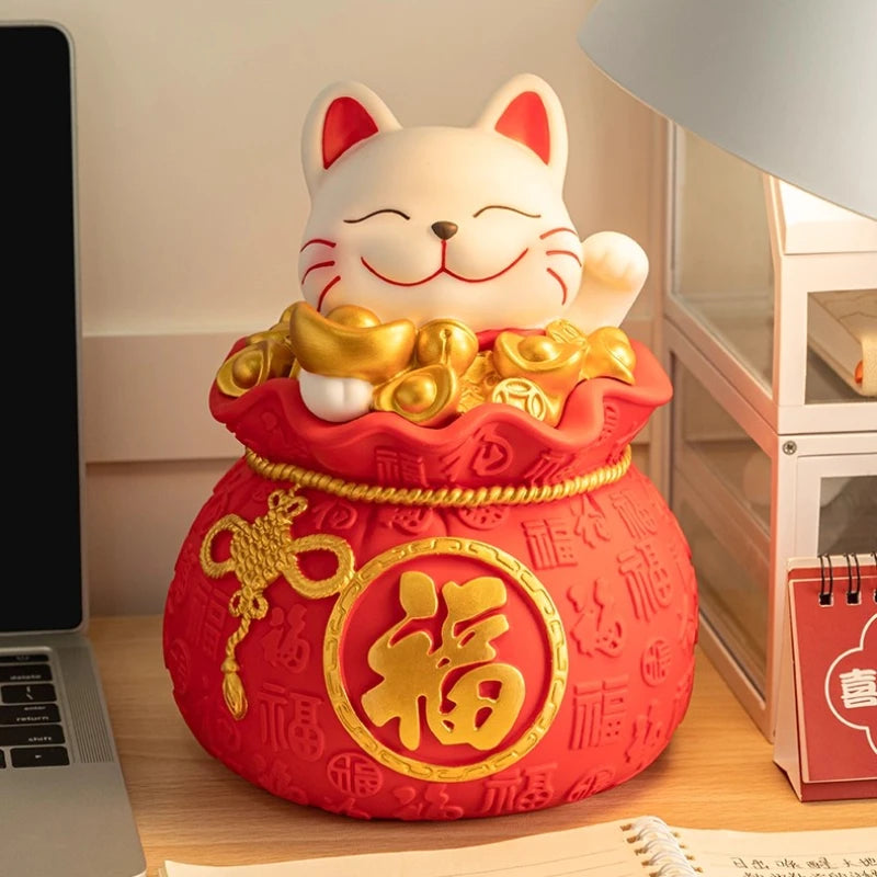 1Pcs Lucky Cat Money Box Cute Safe Kids Birthday Gifts for Boys Girls Savings Coins Banking Home Decor New Year Oasis Select