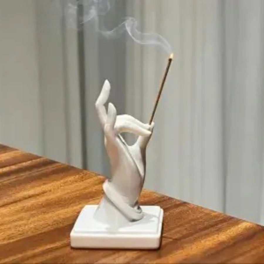 Buddha Hand Incense Holder Zen Mudra Hand Shaped Incense Stick Burner for Meditation Home Decor PLA Material Finger Insertion Oasis Select