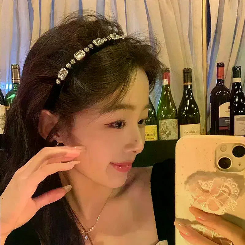 Velvet Rhinestone Hair Headband for Women – Luxury Style