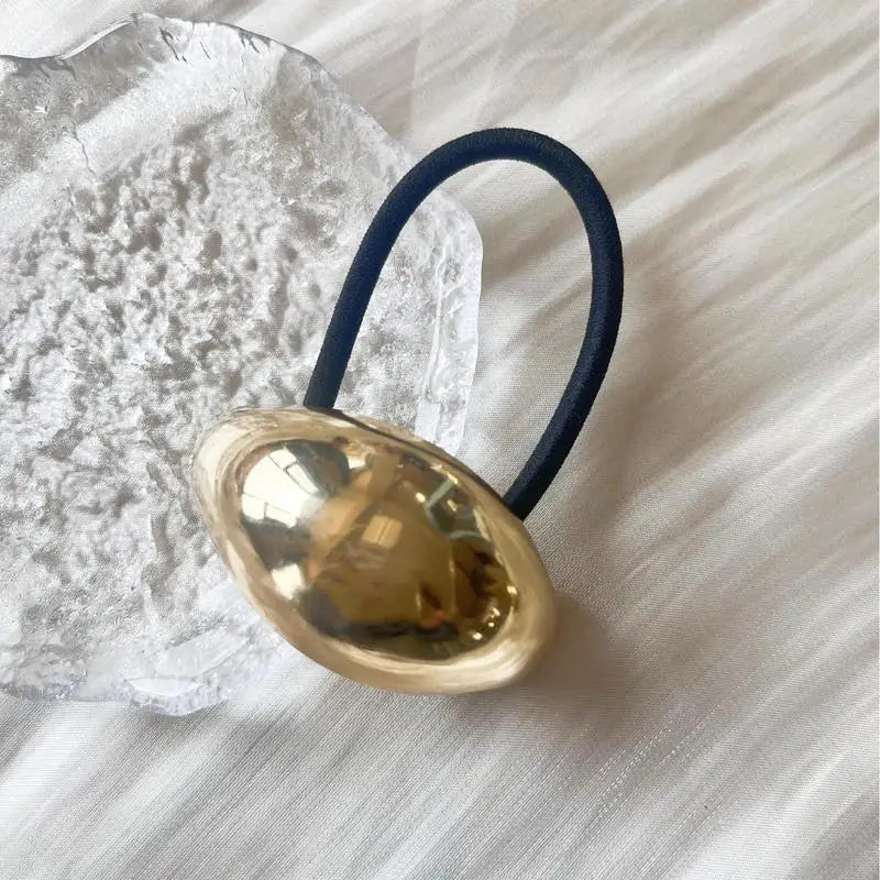 Metal Hair Ties 4X Geometric Elastic Hair Ropes Fashion Gold Hair Cuff Wrap Decorative Hair Bands Ponytail Holders for Women Oasis Select