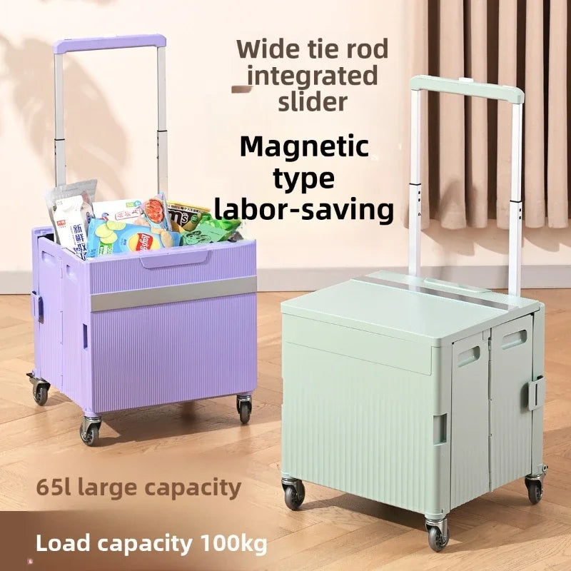 Multi-functional Shopping Cart Folding Light Carry Shopping Cart Camping Trailer Hand Pull Trolley Express Pull Goods Home Oasis Select