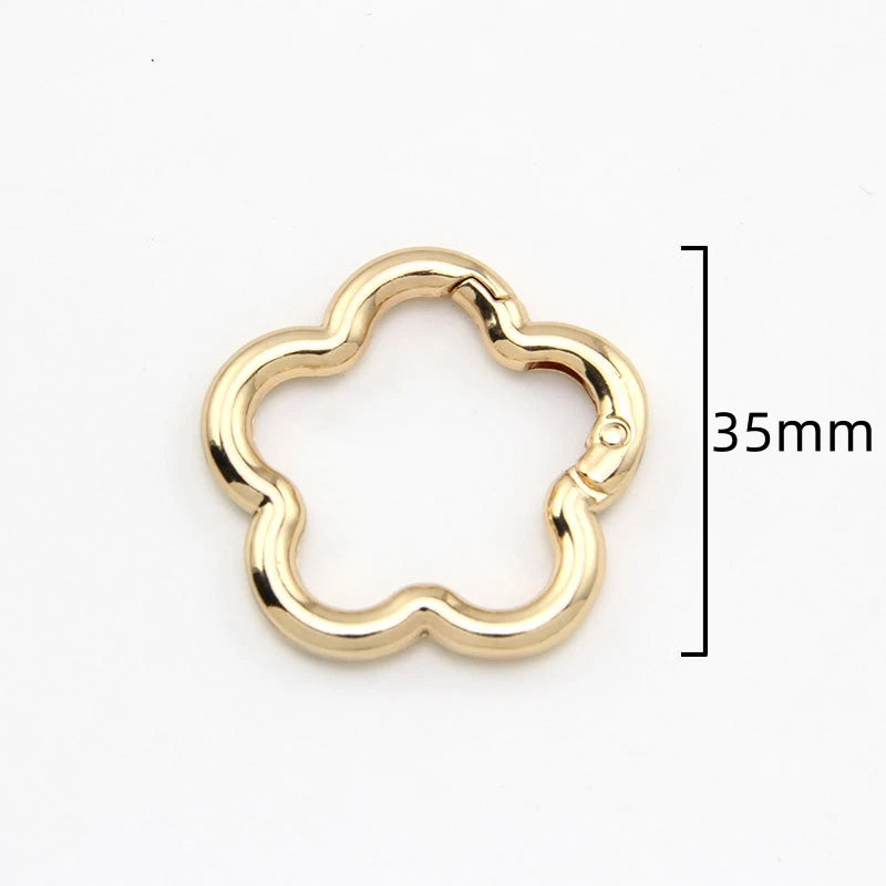 5pcs Metal Flower Shape Keychain Clasp Swivel Snap Key Chain Bulk Blossom Spring Snap Lobster Claw Hook for Keyring Craft DIY Oasis Select Gold 35mm