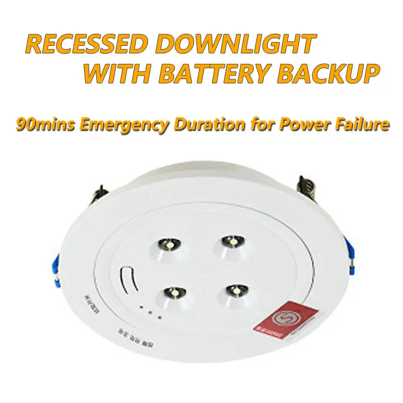 SHINEKNOT 4-LED Recessed Emergency Downlight | 90-Min Battery