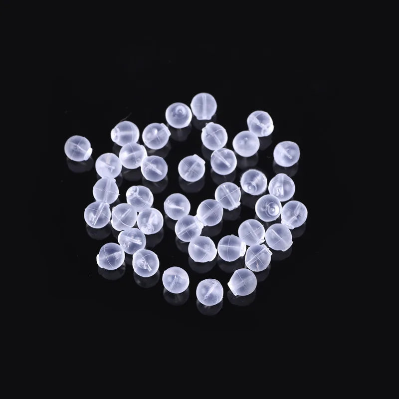 50/100/200pcs Soft Silicone Earring Backs Anti-Slip Leak-Proof Clear Ball Design for DIY Jewelry Making Comfortable Safety Stud Oasis Select