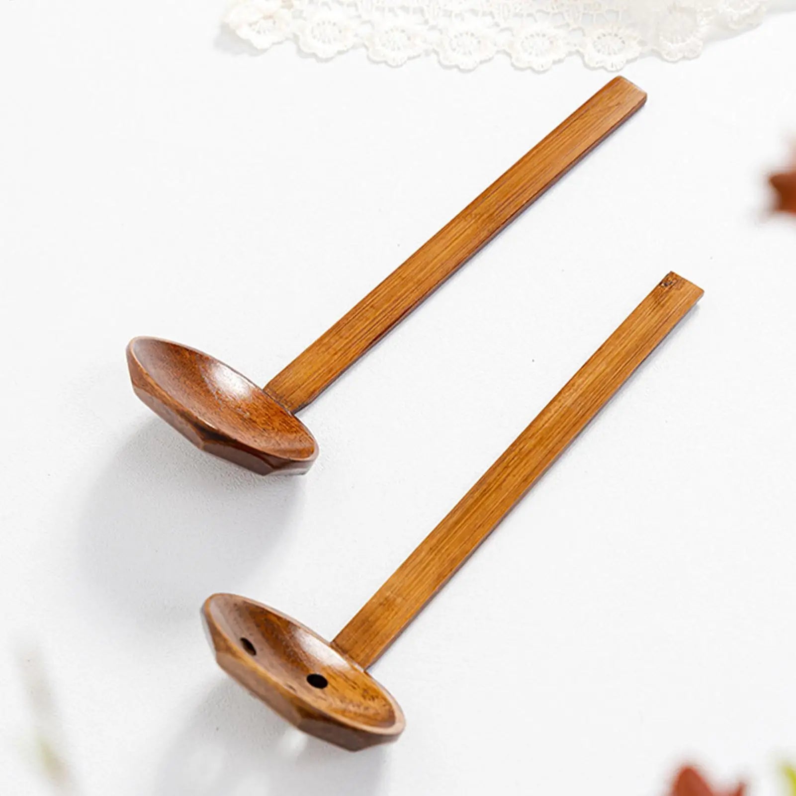 Wooden Ramen Spoons Japanese Long Handle Soup Serving Spoon Wooden Table Spoon Japanese Tasting Spoons for Home Cafe Hotel Oasis Select