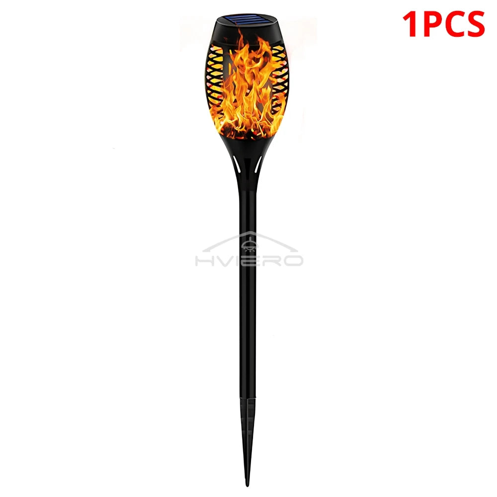 Solar Flame Torch Lights 12 LED Flickering Garden Path Lamps