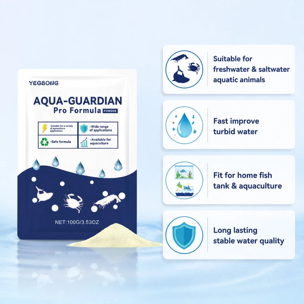 Aqua-Guardian Water Clarifier Powder 100g Fast Clear Cloudy Water For Freshwater Saltwater Fish Shrimp Crab Aquarium Aquaculture Oasis Select