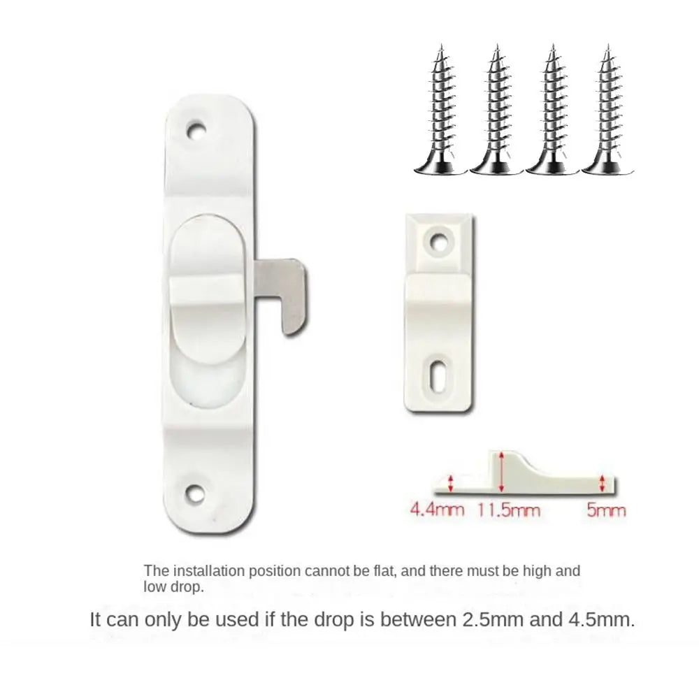 Aluminium Alloy Sliding Pull Door Lock Hardware Anti Theft Window Hook Lock Multifunctional Push-Pull Door lock buckle Window Oasis Select White