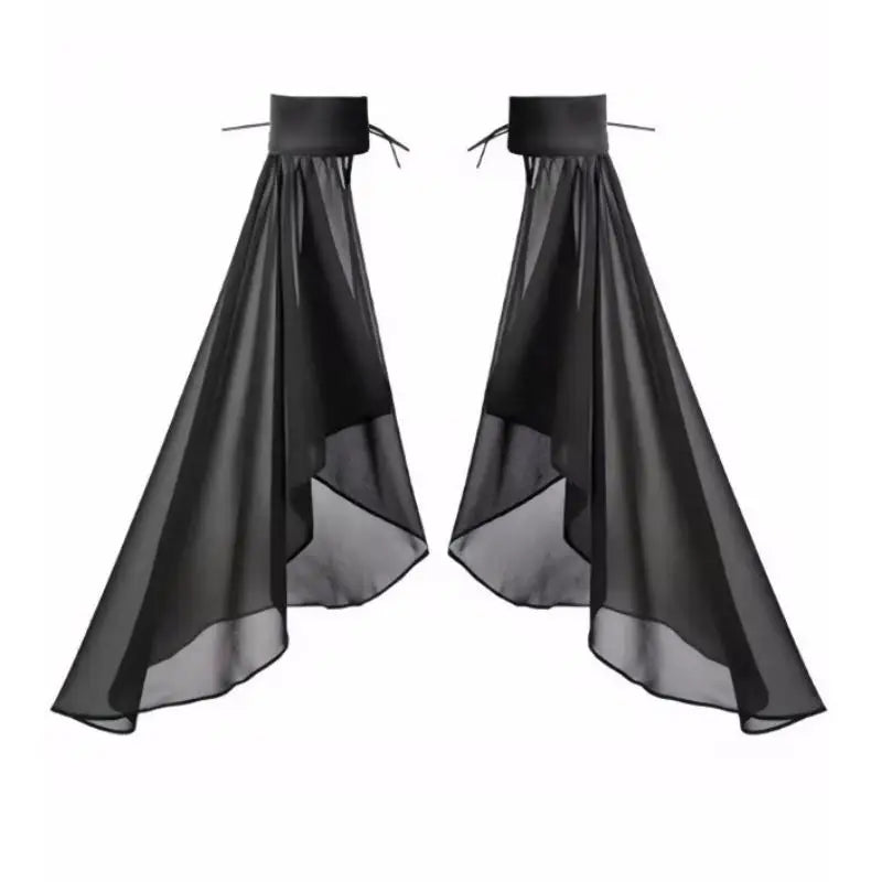 1Pair Women Sunscreen Long Detachable Sleeves Simple Decorative Tulle Sheer Arm Warmers For Wedding Or Daily Wear Accessories Oasis Select Black