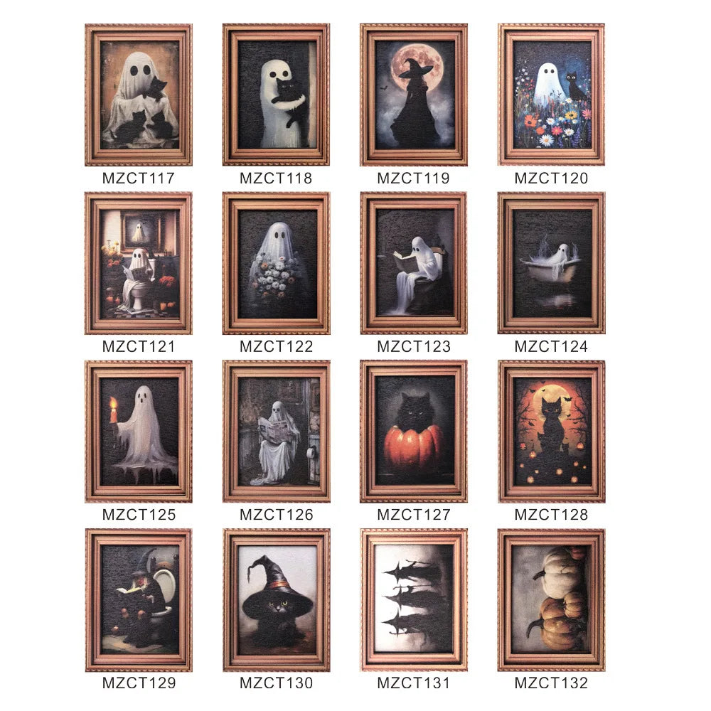 Halloween Magnetic Three-dimensional Fridge Magnet Ghost Witch Photo Frame Wooden Magnetic Decoration Oasis Select