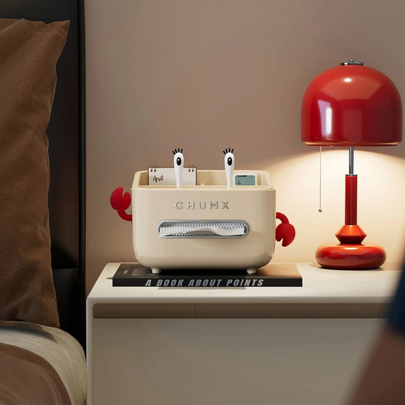 Tissue box, cartoon design crab boss, cute tissue storage box, multi-functional storage box for the living room, bedroom Oasis Select