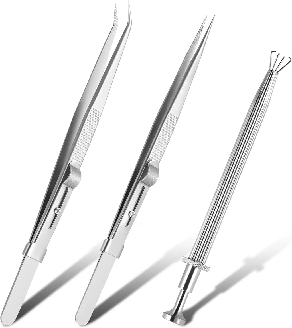 1/2/3Pcs Diamond Tweezers Gem Stone Jewelry Locking Diamond Claw Holder Beads Ball Grabber Pick up Tool Tongs for Making Oasis Select