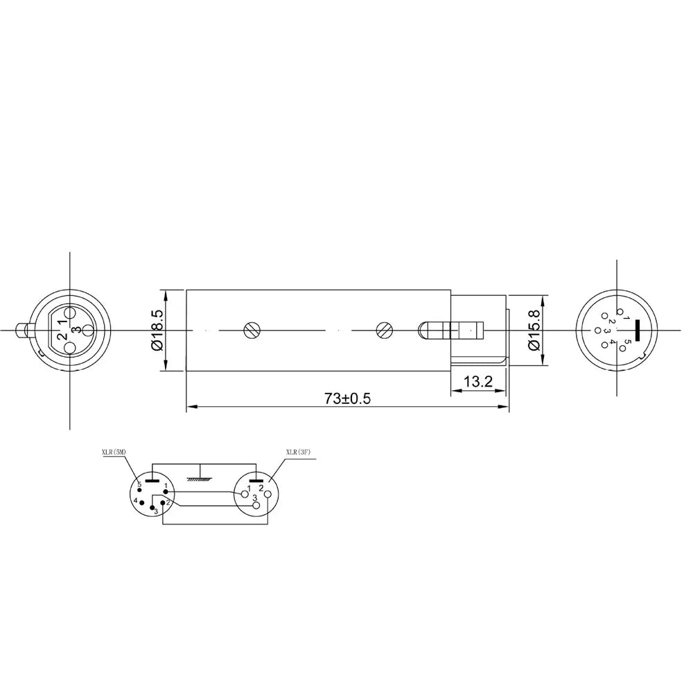 3 Pin XLR To 5 Pin DMX Metal Cased Converter Audio Lighting Adapter 3 Pin Male To 5 Pin Female Connector Stage And Theatre Light Oasis Select