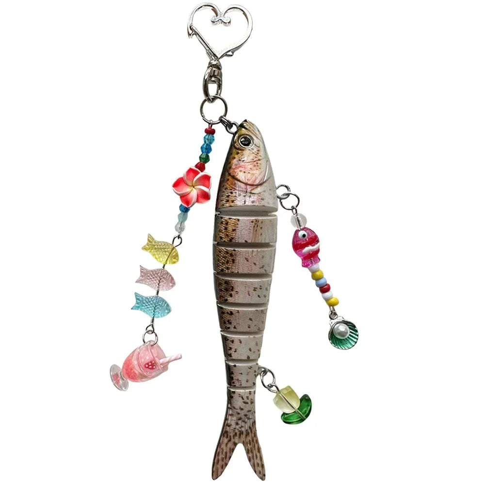 Multi-Jointed Simulation Fish Keychain – Backpack Pendant Gift