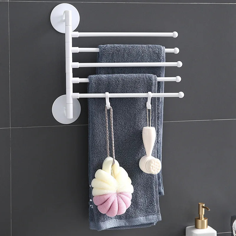 Household products hole free multi-purpose rotary towel rack rotatable bathroom toilet wall hanging towel bar rack Oasis Select