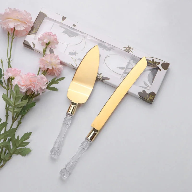 2Pcs Wedding Cake Knife and Shovel Pizza Bread Knife Wedding Supplies Cake Knife Triangle Bread Shovel Baking Tools Oasis Select Style 17