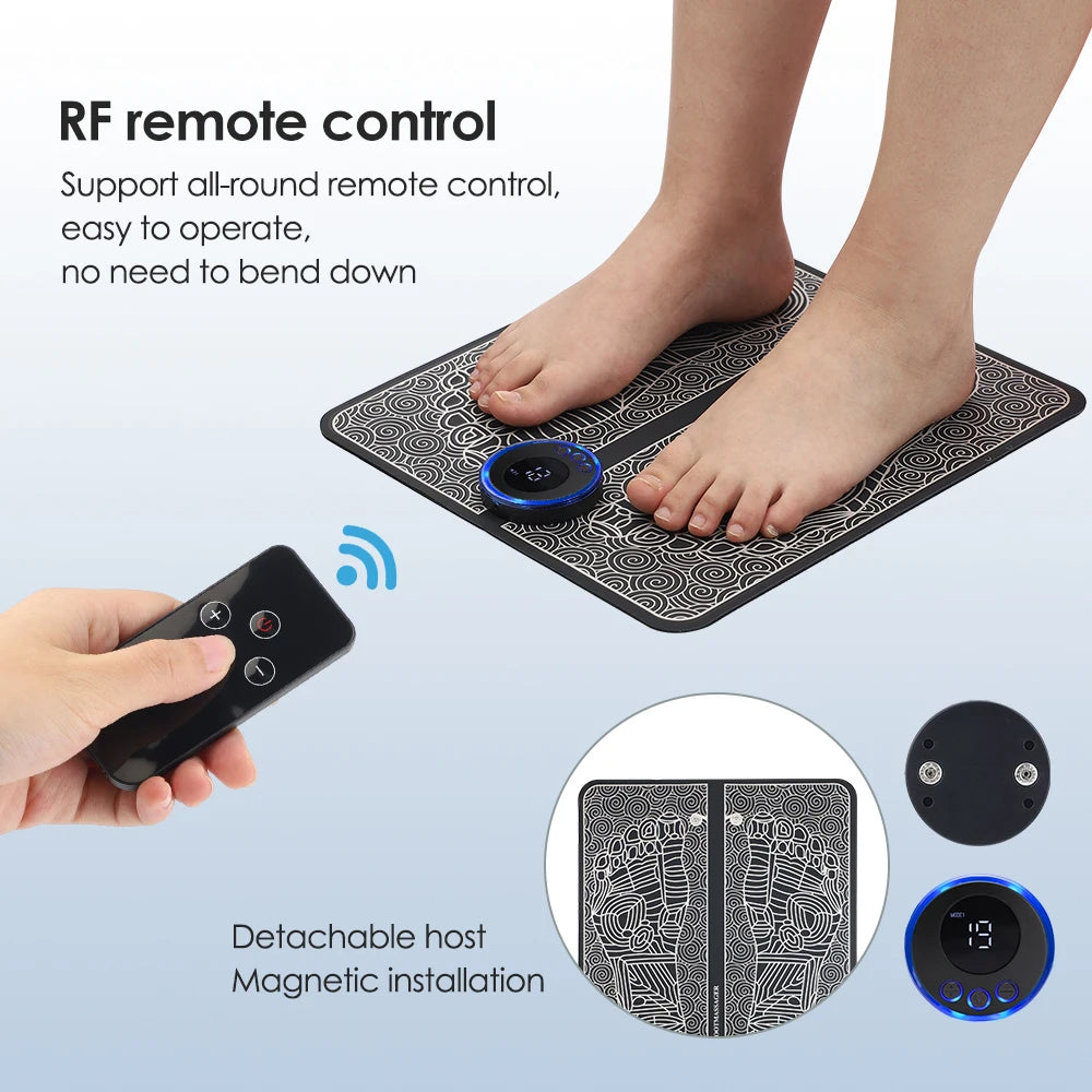 EMS Electric Foot Massager Mat – 8 Modes & Remote Control
