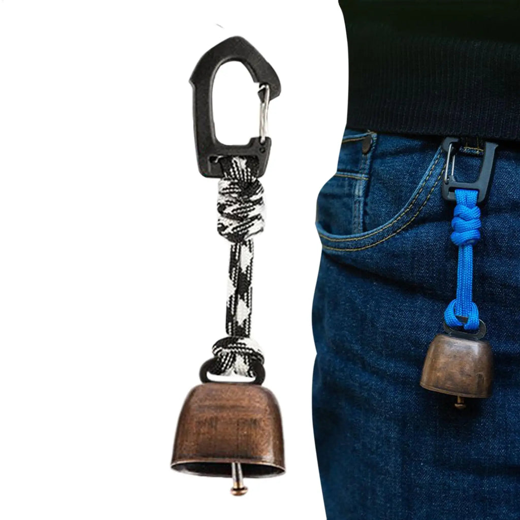 Bear Bell for Outdoor Hiking Camping Loud Cast Iron Cowbell with Hand Braided Lanyard, Anti-Lost Keychain for Backpacking Walk Oasis Select