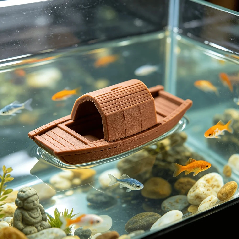 3D Printed Mini Chinese Boat Ornament Zen Garden & Aquarium Decor for Fish Tank Landscaping Collectors Aquarium Accessories Gift Oasis Select