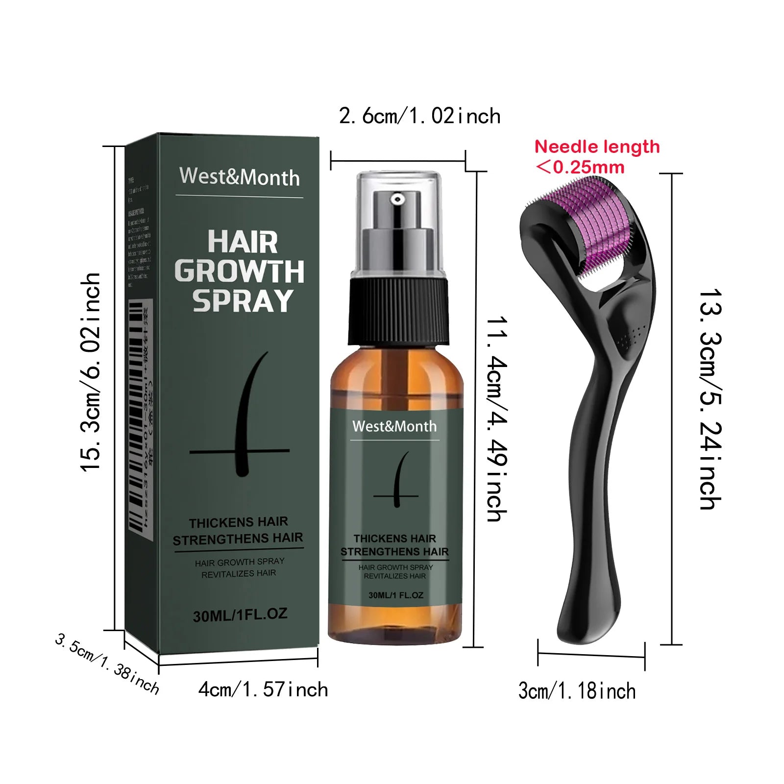 Men's Beard Spray Kit with Micro Roller 0.25mm Moisturizing Thicken Facial Hair Beard Boosting Essence Nourishing Spray Bear Oasis Select