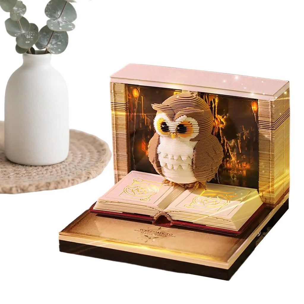 3D Tear Away Mini Desk Calendar 2026 3D Time Piece Calendar Owl-Shaped Tear Away Carving Time Piece Notepad for Christmas Decora Oasis Select