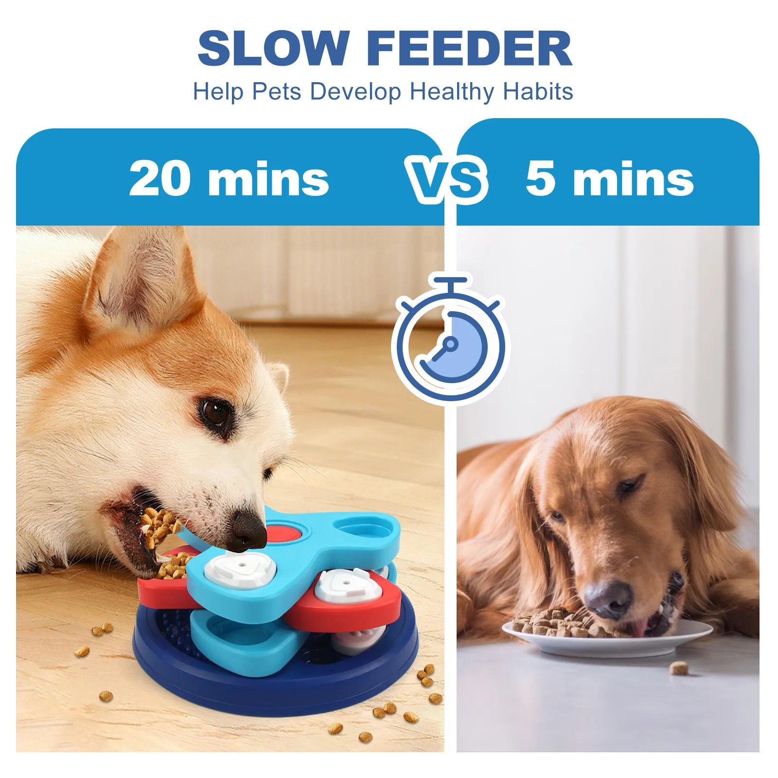 Anti-Choking & Anti-Knocking Slow Feeder Bowls for Small & Medium Dogs + Pet Cat Bowls – Non-Slip Pet Feeding Supplies Oasis Select