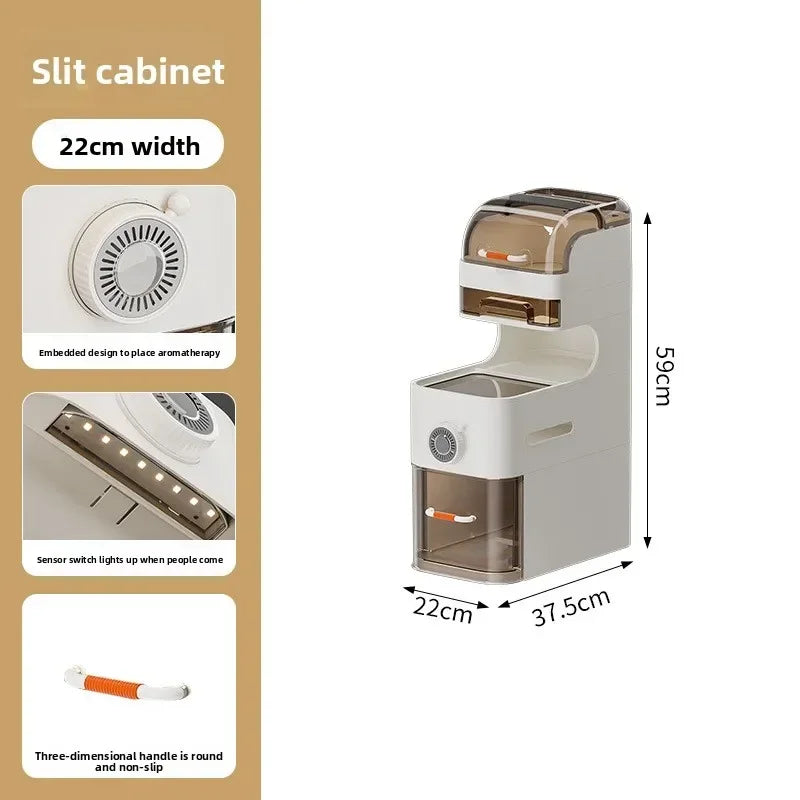 Multi-functional Drawer Type Crevice Cabinet, Kitchen Storage Rack, Bathroom, Narrow Slit With Light, Dust-proof Storage Cabinet Oasis Select 22cm-5-B