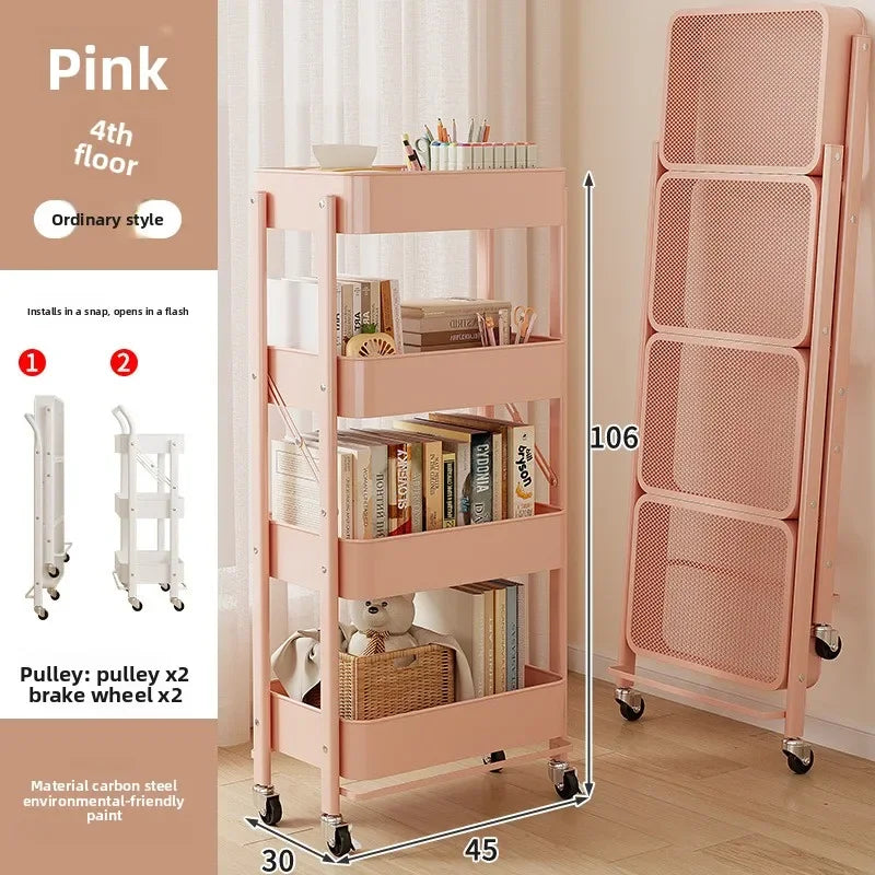 Multi-functional trolley rack household folding multi-layer carbon steel storage rack Oasis Select