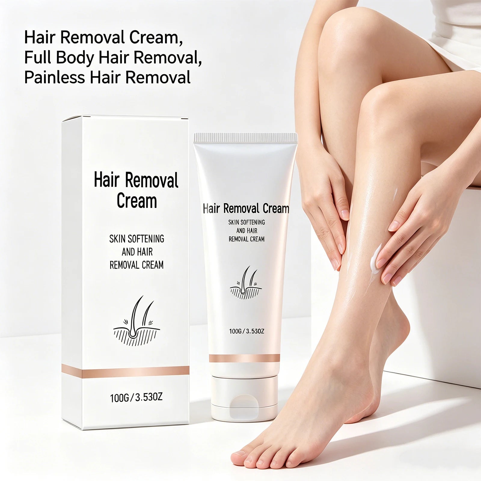 Refreshing Hair Removal Cream Avocado Moisturizing Mild Depilatory Cream For Sensitive Skin Full Body Arm Leg Smooth Skin 100g Oasis Select