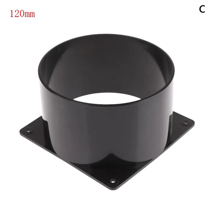 Black Flange Connector 75/100/120/150mm Plastic Square Bottom Straight Flange Air Inlet And Outlet Air Ducting Connection Flange Oasis Select 120MM