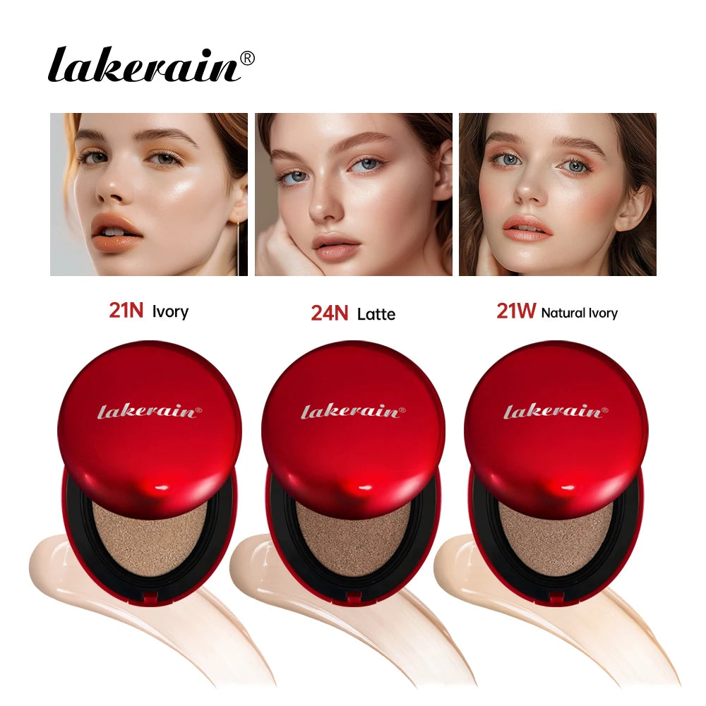Lakerain Suncreen Cushion Foundation Waterproof Long-lasting Full Coverage Concealer Semi-matte Finish Natural Makeup Cosmetic Oasis Select