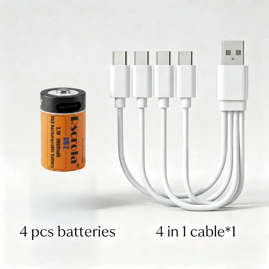 CR2 3.7V 9000mAh Rechargeable Lithium Battery - High Capacity Li-ion for Rangefinders, Cameras, and Tactical Flashlights Oasis Select 4 pcs batteries 3.7 V