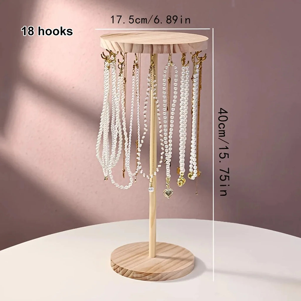 1pc,Wooden jewelry rack, necklace, earring, pendant display rack, jewelry manager, jewelry hook, multifunctional storage rack Oasis Select 18 hooks