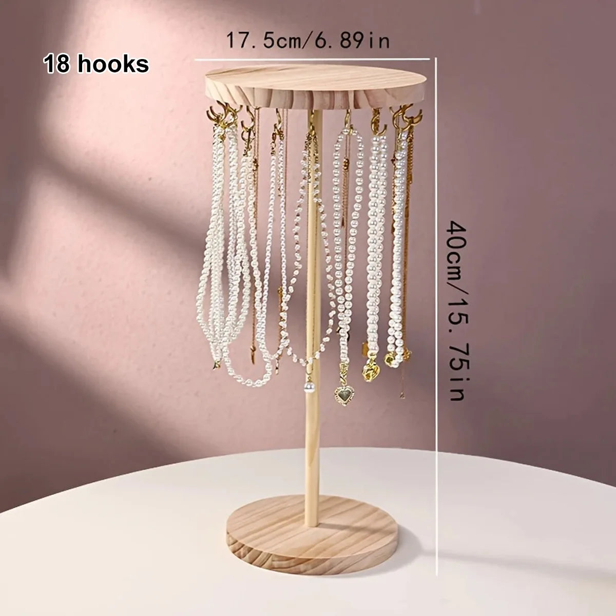 1pc,Wooden jewelry rack, necklace, earring, pendant display rack, jewelry manager, jewelry hook, multifunctional storage rack Oasis Select 18 hooks