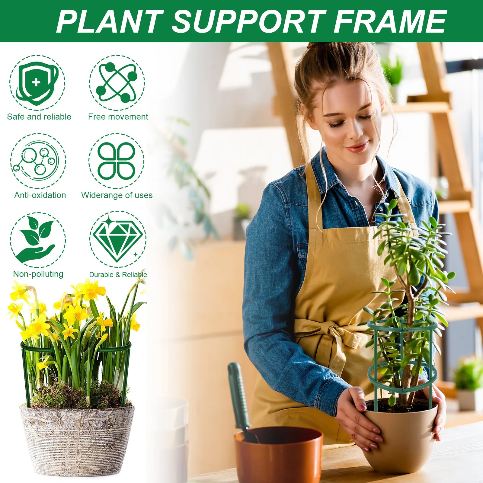 6Pcs Plant Support Stakes Half Round Plant Support Protective Garden Flower Support Indoor Plant Stake Garden Supplies Oasis Select