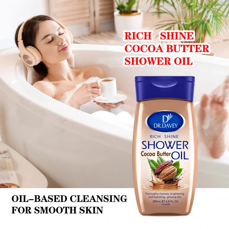 DR.DAVEY Cocoa Butter Shower Oil 200ml | Body Moisturizer