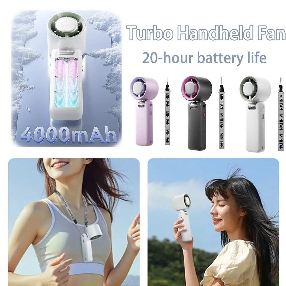 Travel Portable Small USB Charging Fan Rechargeable Stand Mini Hand Fan Convenient LED Digital Display Turbo Fan Lash Supplies Oasis Select